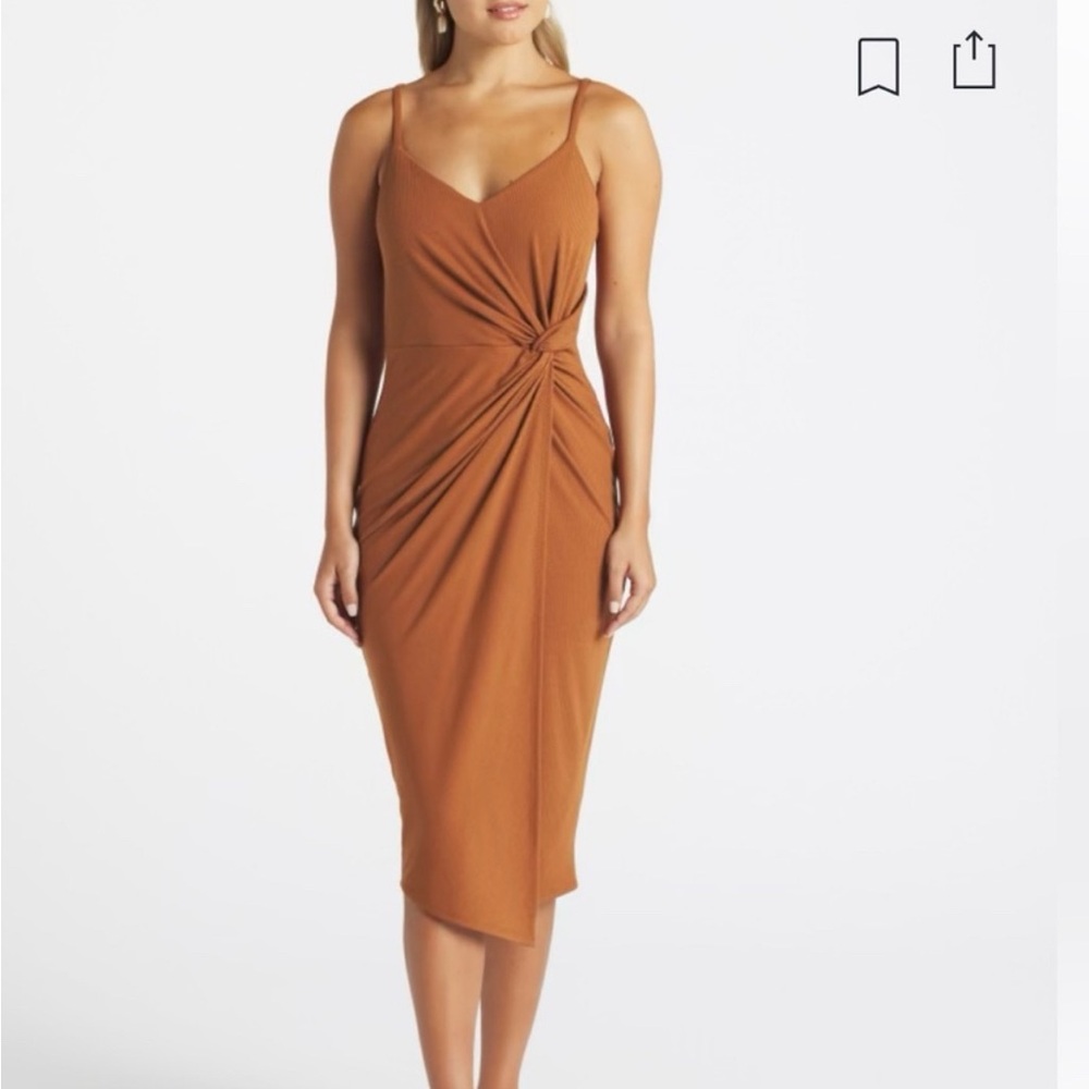 Worn once! Nine Britton Vivienne Brown Midi Dress medium